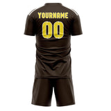 Custom Brown Light Yellow Soccer Jersey