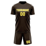 Custom Brown Light Yellow Soccer Jersey