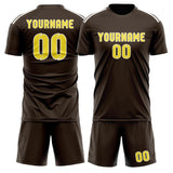 Custom Brown Light Yellow Soccer Jersey