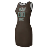 Custom Brown Blue Green Sleeveless Vest Dress