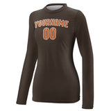 Custom Brown Orange Women's Long-Sleeve Shirt