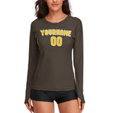 Custom Brown Gold Women's Long-Sleeve Shirt