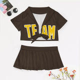 Custom Brown Gold Cheerleading Uniform Set