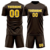 Custom Brown Gold Soccer Jersey