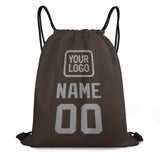 Custom Brown Gray Drawstring Bag