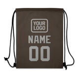 Custom Brown Gray Drawstring Bag