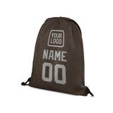 Custom Brown Gray Drawstring Bag