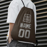 Custom Brown Gray Drawstring Bag