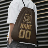 Custom Brown Light Khaki Drawstring Bag