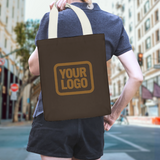 Custom Brown Light Khaki Canvas Tote Bag