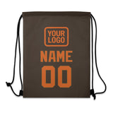 Custom Brown Orange Drawstring Bag