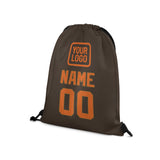 Custom Brown Orange Drawstring Bag