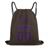 Custom Brown Purple Drawstring Bag