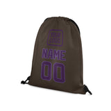 Custom Brown Purple Drawstring Bag