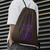 Custom Brown Purple Drawstring Bag