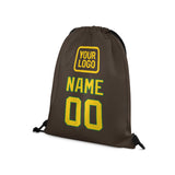 Custom Brown Gold Drawstring Bag