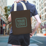 Custom Brown Blue Canvas Tote Bag