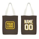 Custom Brown White Canvas Tote Bag