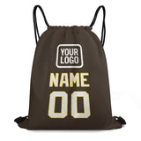Custom Brown White Drawstring Bag