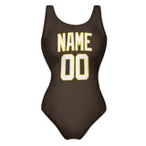 Custom Brown White Swimsuit