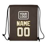 Custom Brown White Drawstring Bag