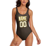 Custom Brown White Swimsuit