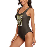 Custom Brown White Swimsuit
