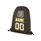 Custom Brown White Drawstring Bag