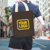 Custom Brown White Canvas Tote Bag