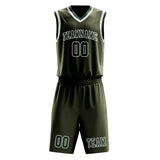 Custom Olive Dark Green Basketball Set