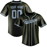 Custom Olive & Light Blue Colors Design Sports Baseball Jersey