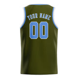 Custom Olive & Light Blue Colors Design Sports Basketball Jersey