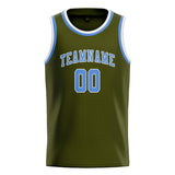 Custom Olive & Light Blue Colors Design Sports Basketball Jersey