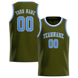 Custom Olive & Light Blue Colors Design Sports Basketball Jersey