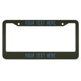 Custom Olive Sky Blue License Plate Frame