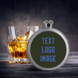 Custom Olive Sky Blue Hip Flask