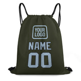 Custom Olive Light Blue Drawstring Bag