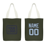 Custom Olive Light Blue Canvas Tote Bag