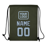 Custom Olive Light Blue Drawstring Bag