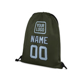 Custom Olive Light Blue Drawstring Bag