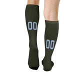 Custom Olive Light Blue Knee-High Sock