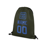 Custom Olive Sky Blue Drawstring Bag