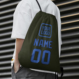 Custom Olive Sky Blue Drawstring Bag