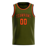 Custom Olive & Orange Red Colors Design Sports Basketball Jersey