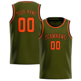 Custom Olive & Orange Red Colors Design Sports Basketball Jersey