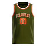 Custom Olive & Orange Red Colors Design Sports Basketball Jersey