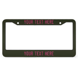 Custom Olive Pink License Plate Frame