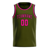 Custom Olive & Pink Colors Design Sports Basketball Jersey