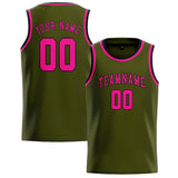 Custom Olive & Pink Colors Design Sports Basketball Jersey