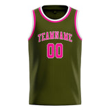 Custom Olive & Pink Colors Design Sports Basketball Jersey